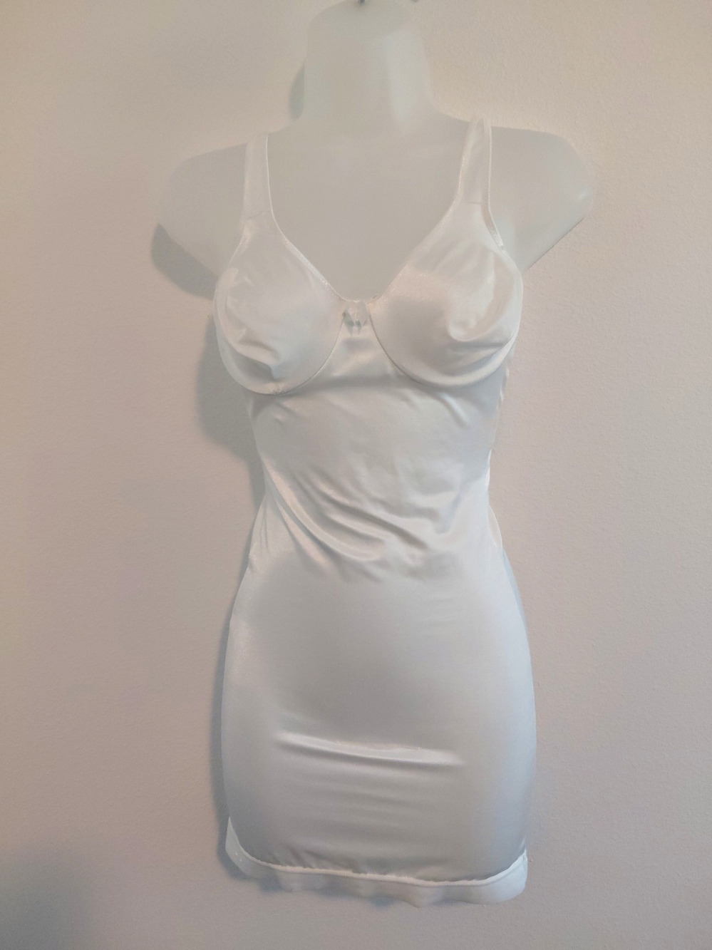 Vintage Flexees White Satin Full Body Shaper Girdle Size 36 B Underwire U Back